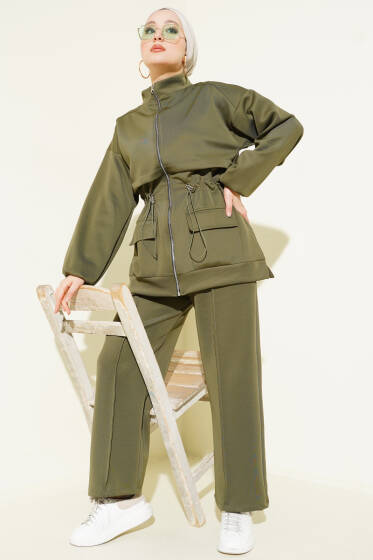 Bel Tünelli Cepli Scuba İkili Takım Haki - İkili Takım