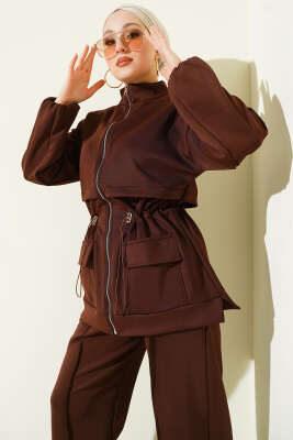 Bel Tünelli Cepli Scuba İkili Takım Kahve - İkili Takım