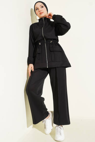 Bel Tünelli Cepli Scuba İkili Takım Siyah - İkili Takım