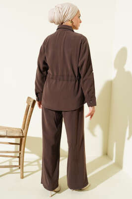 Bel Tünelli Çift Cepli İkili Takım Kahve - İkili Takım