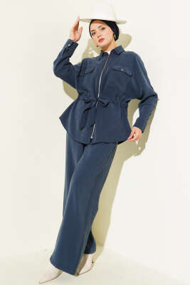 Bel Tünelli Çift Cepli İkili Takım Lacivert - FEVERAN