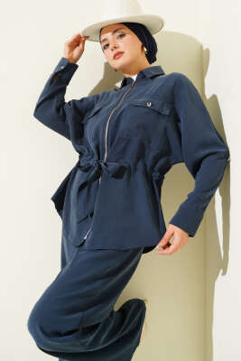 Bel Tünelli Çift Cepli İkili Takım Lacivert - İkili Takım