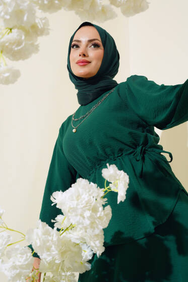 Bel Tünelli Etekli Ayrobin İkili Takım Zümrüt - İkili Takım