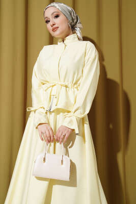 Bel Tünelli Fermuarlı Etekli İkili Takım Sarı - İkili Takım