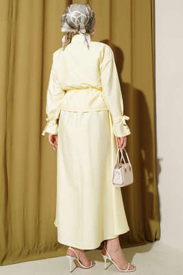 Bel Tünelli Fermuarlı Etekli İkili Takım Sarı - İkili Takım