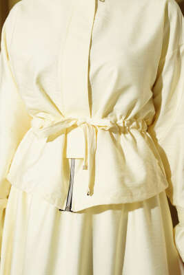 Bel Tünelli Fermuarlı Etekli İkili Takım Sarı - İkili Takım