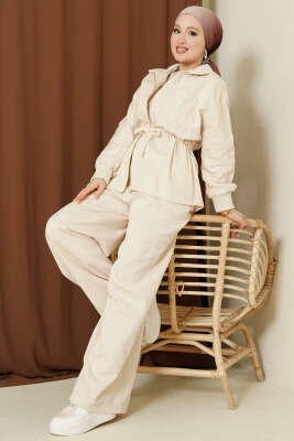 Bel Tünelli Fermuarlı Gabardin İkili Takım Taş - İkili Takım