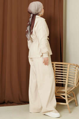 Bel Tünelli Fermuarlı Gabardin İkili Takım Taş - İkili Takım