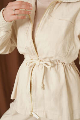 Bel Tünelli Fermuarlı Gabardin İkili Takım Taş - İkili Takım