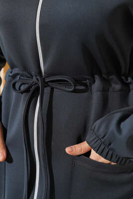 Bel Tünelli Fermuarlı Scuba İkili Takım Kayrak Grisi - İkili Takım