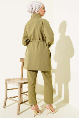 Bel Tünelli Güpür Parçalı İkili Takım Çağla Yeşili - İkili Takım