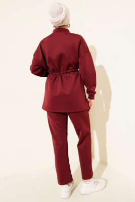 Bel Tünelli İncili Scuba İkili Takım Bordo - İkili Takım