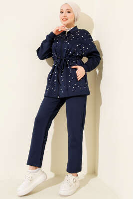 Bel Tünelli İncili Scuba İkili Takım Lacivert - İkili Takım