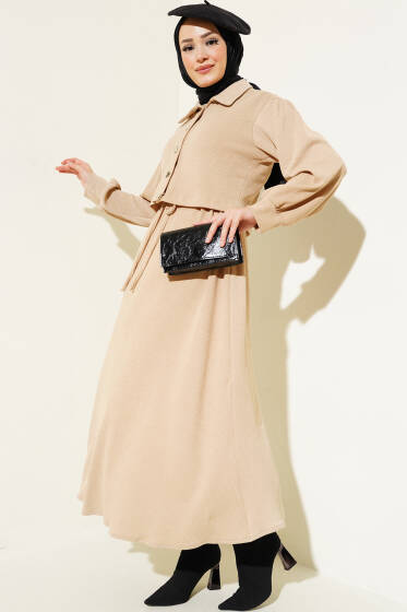 Bel Tünelli Jileli İkili Takım Bej - İkili Takım