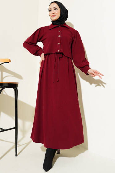 Bel Tünelli Jileli İkili Takım Bordo - İkili Takım