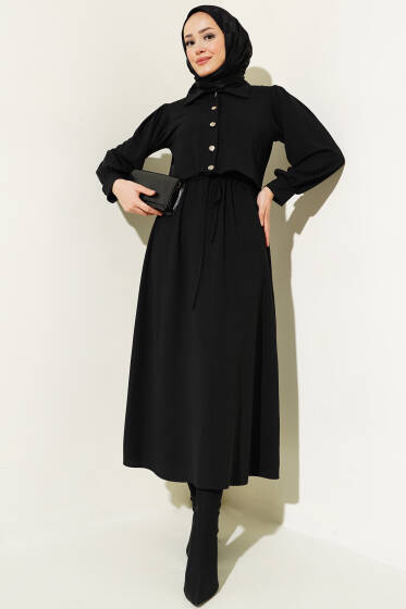 Bel Tünelli Jileli İkili Takım Siyah - İkili Takım