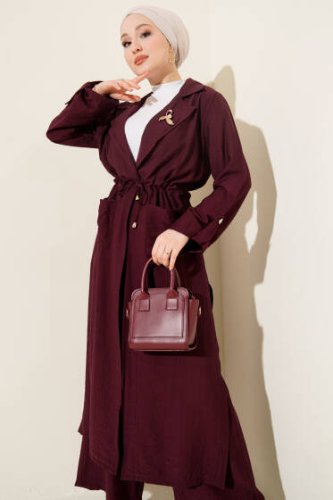 Bel Tünelli Kap İkili Takım Mürdüm - İkili Takım