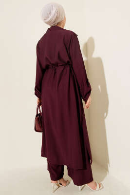 Bel Tünelli Kap İkili Takım Mürdüm - İkili Takım