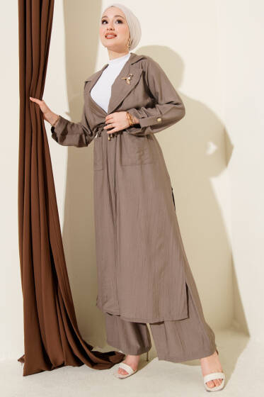 Bel Tünelli Kap İkili Takım Vizon - İkili Takım