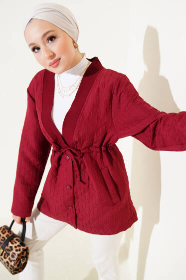 Bel Tünelli Kapitone Ceket Bordo - 500-700 TL Ürünler
