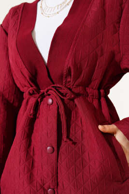 Bel Tünelli Kapitone Ceket Bordo - 500-700 TL Ürünler