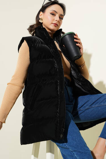 Bel Tünelli Mat Şişme Yelek Siyah - Yelek