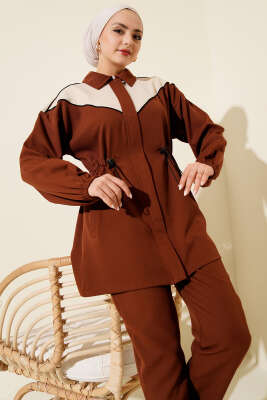Bel Tünelli Omuz Biyeli İkili Takım Kahve - İkili Takım