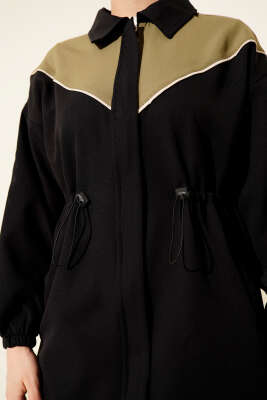 Bel Tünelli Omuz Biyeli İkili Takım Siyah - İkili Takım