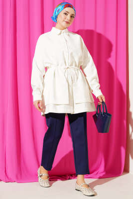 Bel Tünelli Oversize Odesa Gömlek Ekru - Gömlek