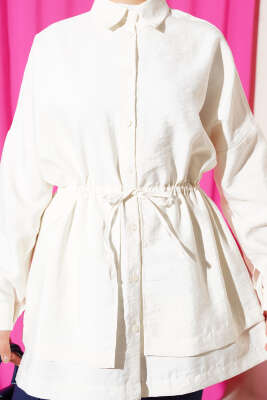 Bel Tünelli Oversize Odesa Gömlek Ekru - Gömlek