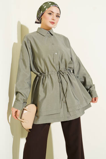 Bel Tünelli Oversize Odesa Gömlek Haki - Gömlek