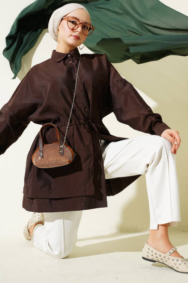 Bel Tünelli Oversize Odesa Gömlek Kahve - Gömlek