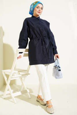 Bel Tünelli Oversize Odesa Gömlek Lacivert - Gömlek