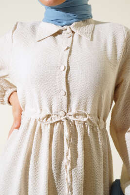 Bel Tünelli Patlı Elbise Taş - Tesettür Elbise