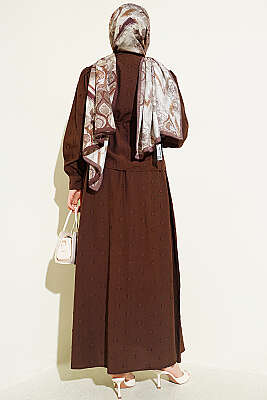 Bel Tünelli Puantiyeli Etekli İkili Takım Kahve - İkili Takım