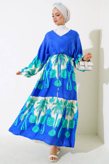 Bel Tünelli Salaş Elbise Saks Mint - Elbise