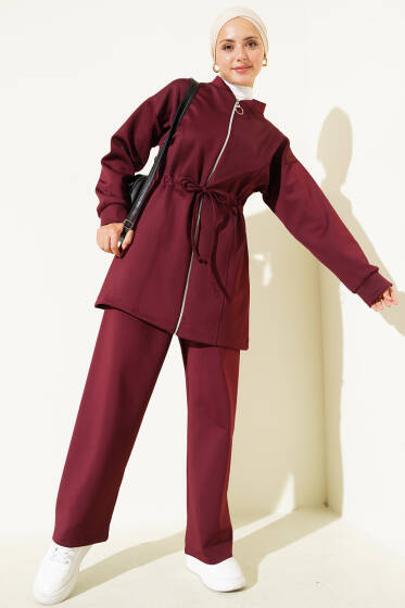 Bel Tünelli Scuba İkili Takım Bordo - İkili Takım