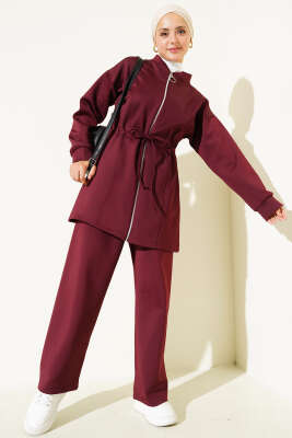 Bel Tünelli Scuba İkili Takım Bordo 