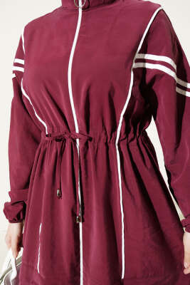 Bel Tünelli Şeritli Modal İkili Takım Bordo - İkili Takım