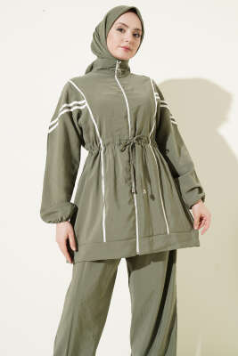 Bel Tünelli Şeritli Modal İkili Takım Çağla Yeşili - İkili Takım