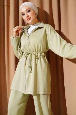 Bel Tünelli Simli Loyşa İkili Takım Çağla Yeşili - İkili Takım