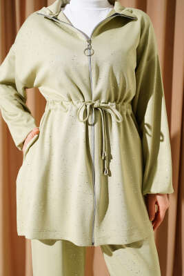 Bel Tünelli Simli Loyşa İkili Takım Çağla Yeşili - İkili Takım