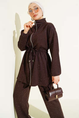 Bel Tünelli Simli Loyşa İkili Takım Kahve - İkili Takım