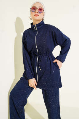 Bel Tünelli Simli Loyşa İkili Takım Lacivert - İkili Takım