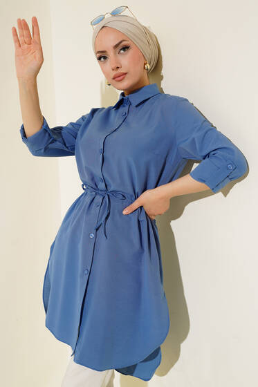 Bel Tünelli Tunik İndigo - Tunik