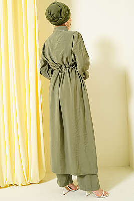 Bel Tünelli Uzun Tunikli Modal İkili Takım Çağla Yeşili - İkili Takım