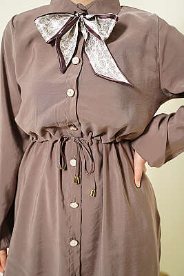 Bel Tünelli Uzun Tunikli Modal İkili Takım Vizon - İkili Takım