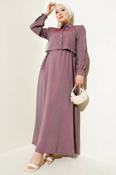 Bel Tünelli Yan Bağlamalı Jile İkili Takım Bordo - İkili Takım