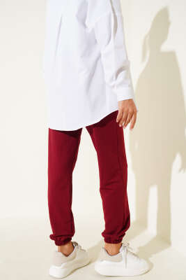 Bel Ve Bilek Lastikli Jogger Pantolon Bordo - 100-300 TL Ürünler