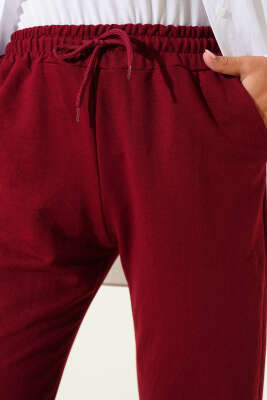 Bel Ve Bilek Lastikli Jogger Pantolon Bordo - 100-300 TL Ürünler